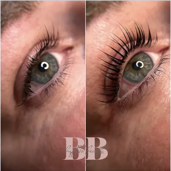 Lash lift before and after